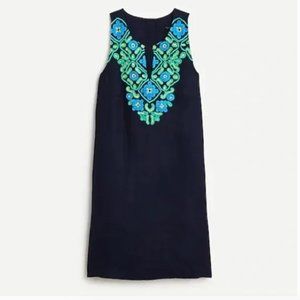 J. Crew 100% Linen Shift Dress with Embroidery and Pockets size Large Tall